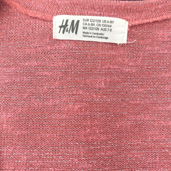 H&M Kids Girls Cardigan Sweater Size 6-8 Y Pink with silver speckles - Picture 2 of 4